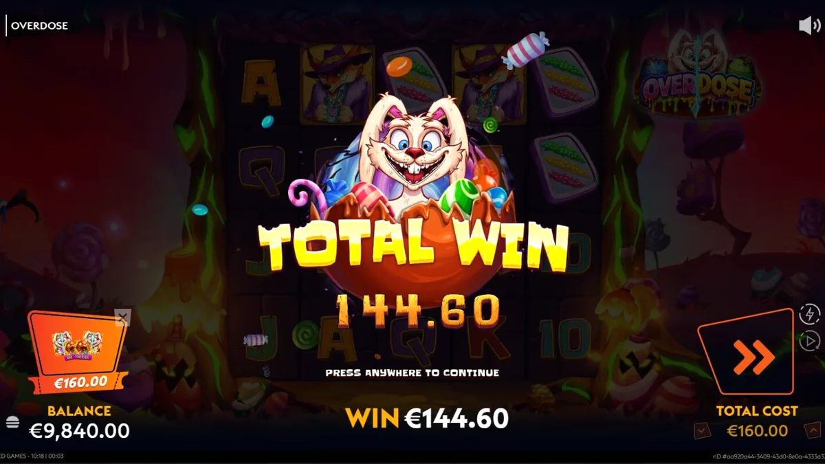 Tampilan visual slot Overdose dengan tema Paskah yang gelap dan modern